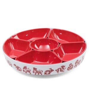 New! Twelve Zodiac Melamine Tapas Serving Round Platter w Lazy Susan base, 7-pc